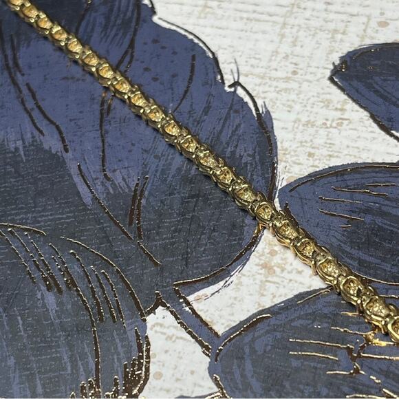 Vintage 80s Gold Vermeil and 925 Sterling Silver Faux Diamond Tennis Bracelet D1 - Picture 9 of 15